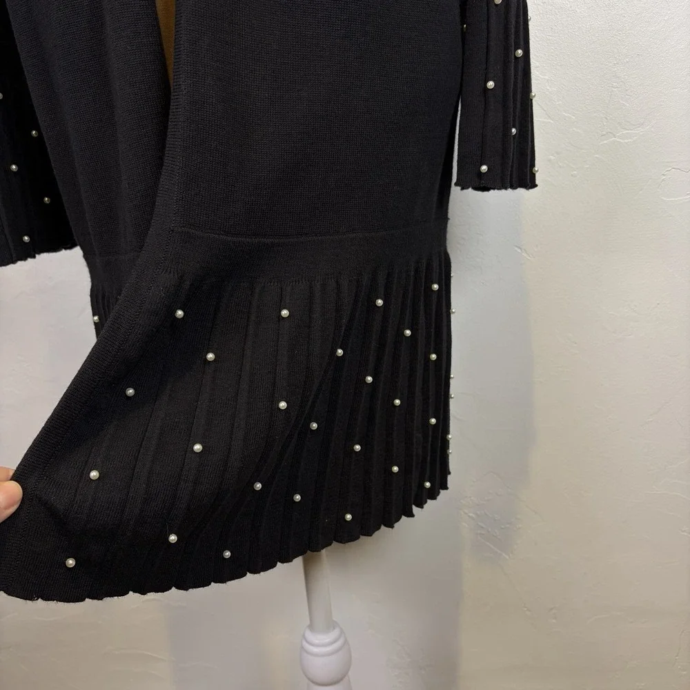 Chicos Woman's Cardigan Sweater Size 2 Large Black Whimsygoth Dark‎ Romantic